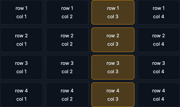 Grid with one column highlighted across all rows